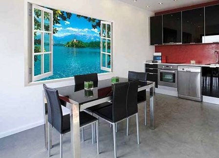 фотообои расширяющие пространство для кухни фото окно