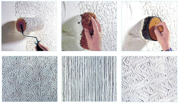 Нанесение жидких обоев валиком